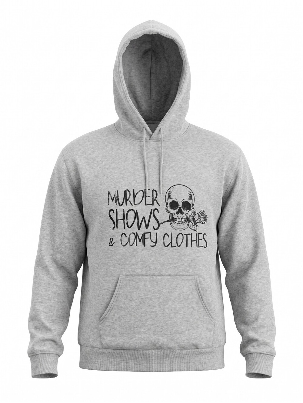 Grey "Murder Shows & Comfy Clothes" Pullover Hoodie Oversized Cozy Plus 2X